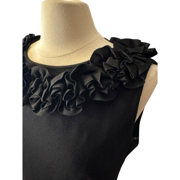 TAYLOR Audrey Hepburn Style Black Ruffle Little Black Dress Size 12 Sleeveless - Picture 7 of 8